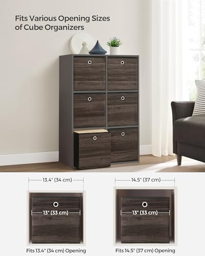 SONGMICS Storage Cubes, Set of 6 Storage Bins with Handles, Foldable Oxford Fabric and Non-Woven Fabric Storage Boxes, 13 x 13 x 13 Inches, Fit Cube Storage Unit, Chestnut Brown URFB133K01 - color: Chestnut Brown, size: 6 Pack (13"L x 13"W x 13"H)