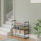 Calmootey 4-Tier Shoe Rack, Tall Large Capacity 20 Pairs Shoes Storage Organizer, Stackable Wide Shoe Shelf for Entryway, Hallway, Black - size: 4-Tier