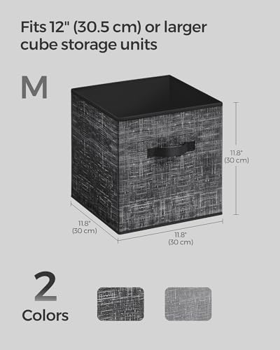SONGMICS Storage Cubes, 11.8 x 11.8 x 11.8 Inches Non-Woven Fabric Bins with Double Handles, Set of 8, Closet Organizers for Shelves, Foldable, for Clothes, Ink Black UROB830B01 - color: Ink Black, size: 8 Pack (11.8"L x 11.8"W x 11.8"H)
