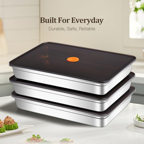 Stainless Steel Food Storage Containers with Airtight Lids, 3 Pack Leakproof Meal Prep Containers, Reusable Bento Boxes for Food, Dishwasher & Freezer Safe Containers for Fruits, Snacks, Leftovers - color: 3-piece set (with sealing cover)