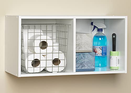 ClosetMaid Cubeicals 2 Cube Storage Shelf Organizer Bookshelf, Stackable or Hanging Wall Mount, Easy Assembly, White Wood Finish - color: White, size: 2-Cube