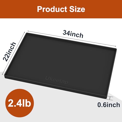 ukeetap Extra Thick Silicone Mat Waterproof with Raised Edge 34" x 22", Under Sink Mat for Kitchen & Bathroom, Kitchen Cabinet Liner, Multi-Purpose for Storage & Protection, Black - color: Black, size: 34"L x 22"W