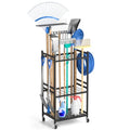 DAOUTIME Garden Organizer With Wheels, Yard Tower Rack for Garage Storage, Up to 35 Long-Handled Tools, Sturdy Metal Steel Holder With 3 Hooks, Outdoor, Black - size: 3 Tier