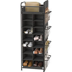 Simple Houseware 16 Cube Shoe Stand Tower Rack 8 Tier with Top Shelf and Side Hanging Pockets, Dark Gray - color: Dark Gray