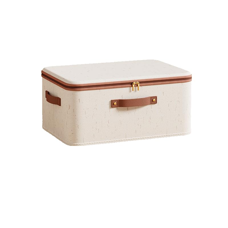 Storage Bins with Lids, Fabric Storage Boxes with Handles, Breathable Cotton Linen Clothes organizing Box for Wardrobe, Closet (Washable) (small) - size: small