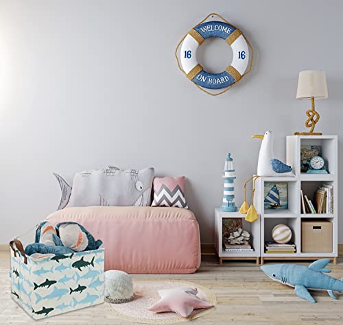 HIYAGON Baby Kids Storage Basket Shark Gift Basket Empty Boys Toy Storage Bin Organizer Box Rectangular Room Decor for Home,Books(Blue Shark) - color: Blue shark