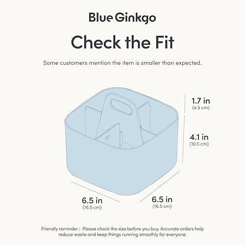 BLUE GINKGO Small Stackable Organizer Caddy – Korean-Made Portable Tote for Bathroom, Office, Crafts, or School Supplies (Square, Blue) - color: BLUE, size: Square