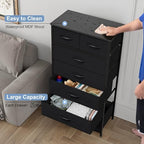 Crestlive Products Vertical Dresser Storage Tower - Sturdy Steel Frame, Wood Top, Easy Pull Fabric Bins, Handles - Organizer Unit for Bedroom, Hallway, Entryway, Closets - 7 Drawers (Black) - color: Black, style: 7 Drawers