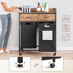 Mondeer Laundry Sorter with 2 Drawers, 100L with Pull-Out Removable Laundry Bags, Laundry Hamper Baskets with 2 Section and Wheels, Rustic Brown and Black - size: 2 Drawers
