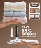 vacuum seal bags for clothing with pump - for Travel, Moving, College & Home Storage, 15 Pack with Rechargeable Electric Pump, 5 Jumbo & 5 Large & 5 Medium