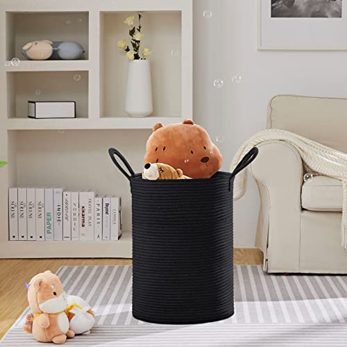 VIPOSCO Large Laundry Hamper, Tall Woven Rope Storage Basket for Blanket, Toys, Dirty Clothes in Living Room, Bathroom, Bedroom - 72L Black - color: Black, size: 72L