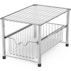 DecoBrothers Stackable Under Sink Organizer with Sliding Basket, Chrome - color: Chrome