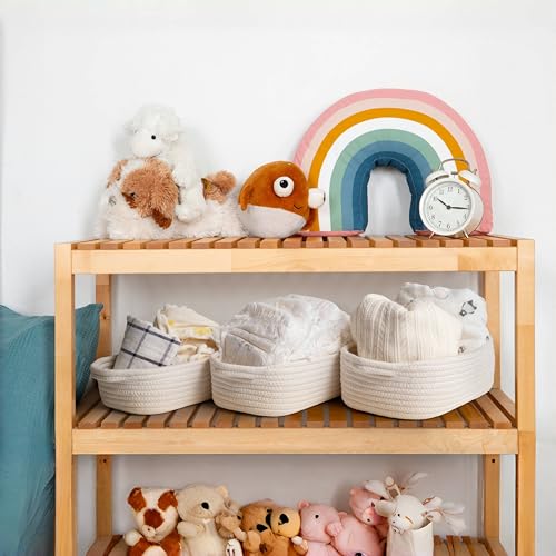 Storage Basket Set – 5-Piece Baskets for Organizing Home, Shelves, Nursery, Bathroom, Dog Toys, Small to Large Decorative Baskets – Off White - color: Off White, size: Pack of 5