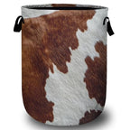 Brown Cow Skin Laundry Basket, Laundry Hamper Collapsible Oxford Cloth with Handle Clothes Toy Storage Bin for Bathroom Laundry Room Bedroom 15.7 X 20 Inch - color: Brown Cow Skin
