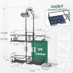 Sewulidon Stainless Steel Hanging Shower Caddy for Handheld Shower Heads,Adjustable Height Extra Long Bathroom Shower Organizer Hanger Rack with Hooks,Soap Holder - color: Black