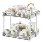 DINDON Pull Out Cabinet Organizer (22-1/2" W x 21-1/2"D), Cabinet Pull Out Shelves, 2 Tier Pull Out Drawers for Kitchen Cabinets, Wire Basket Slide Out Shelf, Pot and Pan Organizer - size: 22-1/2“ W X 21-1/2"D