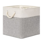 Bidtakay Fabric Basket Set - Large Square Organizer Bins, 13x13, Set of 3, White & Grey - color: White&Grey, size: 3 Pack-L Cube-13x13x13 In