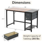 Tangkula 48-Inch Computer Desk with 2 Drawers, Modern Home Office Desk with Hanging Hook & Storage Shelf, Multipurpose Writing Desk for Study Bedroom (Rustic Brown, 48")