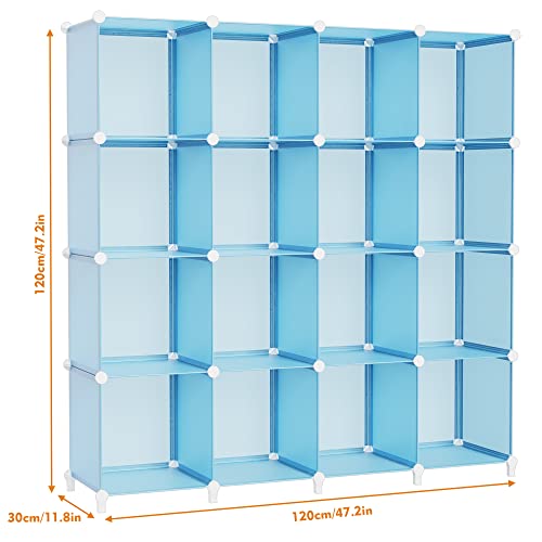 HOMIDEC Cube Storage Organizer 16-Cube Closet Organizer, Portable Closet Organizer Cubes Shelves for Clothes, Bedroom, Wardrobe, Kids Room, Bookshelf for Kids - color: Blue, size: X-Large