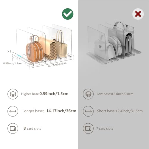 ANTOWIN 2 Pack Shelf Divider, Purse Organizers for Closet, Adjustable Handbag Separators, Storage Organizer in Bedroom, Office, Easy to Install and Clean - size: square-shaped