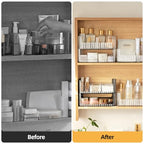 PAVSTINE 2-Tier Stackable Medicine Cabinet Organizer, Narrow Bathroom Makeup Organizer with Lipstick Holders & Cotton Swab Cases, Clear Countertop Shelf for Mirror Cabinet and Vanity - size: 2-Tier-Clear