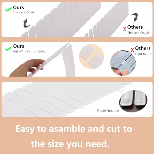 Ohlove 40Pcs Drawer Organizer Dividers 17"x2.8" Adjustable Storage Organizer Separator for Socks, Underwear, Makeup, Kitchen, Dresser
