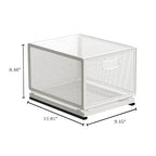 Sliding Cabinet Basket Organizer Drawer Self Adhesive Slide out Pantry Shelves Heavy Duty Carbon Steel Slide Cabinet Storage Basket with Handle for Bathroom Kitchen Home - size: Large