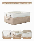 8 Pack Storage Basket Bins - Decorative Baskets Bulk Storage Box Cubes Containers with Handles for Clothes Storage Bathroom, Garage, Books, Home, Office, 13.7L x 9.8W x 6.7H (White&beige)