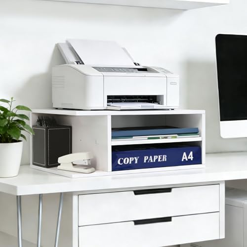 SONGWAY Printer Stand with Storage for Desk - Desktop Printer Shelf, Monitor Stand Riser, Desk Paper Storage Organizer for Home Office