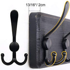 SKOLOO Rustic Wall Mounted Coat Rack: 16" Stud Spacing, Pine Real Wood Plank Wall Coat Rack with 5 Triple Hooks, Farmhouse Coat Hanger Wall Mount for Hanging Backpack Jacket Coat Hat - color: Black Plate & Black Hook, size: 1 Item-5 Hooks