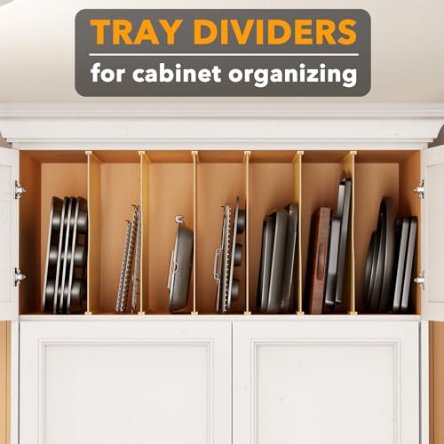 SpaceAid 6 Pack Tray Dividers for Cabinets, Pressboard Kitchen Cookie Baking Sheet Organizer for Cabinet, Vertical Pan and Trays Organizers for Pantry Storage - size: 6 Pack (23.5"D x 23.7"H)
