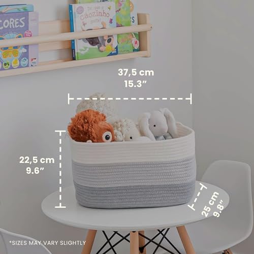 OrganiHaus Rope Baskets for Shelves - Set of 3 Woven Storage Baskets for Organizing, Closet & Toy Storage - 3-Toned Gray - 15x9x10 - color: 3-toned Gray