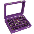Vicoter Velvet Jewelry Box 24 Grid Jewelry Ring Display Organiser Box Tray Holder Earrings Storage Case for Girls Wife Mom Women (Purple) - color: Purple
