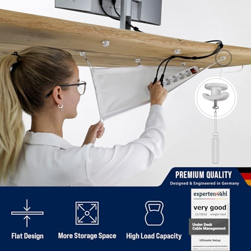 Cable Management net - Under Desk Wire Management - Flexible Under Desk Cable Management Tray White - color: White