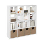 Furinno Cubicle Book Shelf, 16-Cube Bookshelf, Extra Thick Frame Reversible Tall Wide Bookcase with Open Back, 14.6 x 57.8 x 58, for Living Room, Bedroom, Home Office, Plain White - color: Plain White, size: 16-Cube
