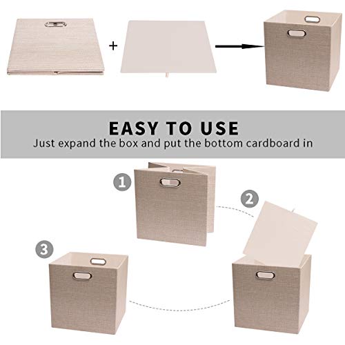 Posprica Storage Cube Basket Bins,13×13 Foldable Storage Boxes for Closet Organizer Shelf Cabinet Bookcase,Thick Fabric Drawer,Set of 4, Beige - color: Beige, size: 13×13×13/4pcs