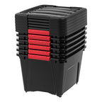 IRIS USA 19 QT Plastic Storage Box with Lid and Latches - 6 Pack - BPA-Free, Garage Organizing Solution, Durable Nestable Stackable Containers, Secure Pull Handle - Black - size: 19 Qt, style: 6 Pack