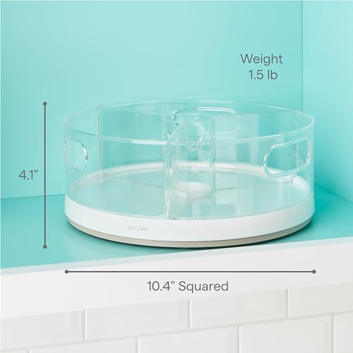 YouCopia Crazy Susan Lazy Susan Organizer, 3 BPA-Free Removable Clear Bins with Handles, Rotating Storage Turntable for Kitchen Cabinet, Pantry and Bathroom Organization - size: 3 Bins