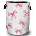 Pink Bow Laundry Basket, Laundry Hamper Collapsible Oxford Cloth with Handle Clothes Toy Storage Bin for Bathroom Laundry Room Bedroom 15.7 X 20 Inch - color: Pink Bow