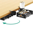 CABTE Desk Cup Holder with Drawer Organizer, Anti-Spill Clip-On Table Cup Hook with 360° Rotation Hidden Storage Box for Office Home Gaming Table (Black) - color: Black