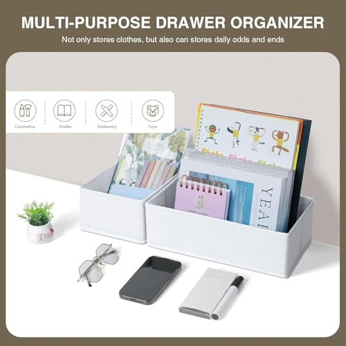 DIMJ Drawer Organizer Clothes 15 Pack - Foldable Baby Organizers and Storage & Dresser Organizer for Bedroom, Closet - Nursery Organization Dresser Dividers for underwear, Sock,Bra, Belt, Tie, White - color: White, size: 15 Pack