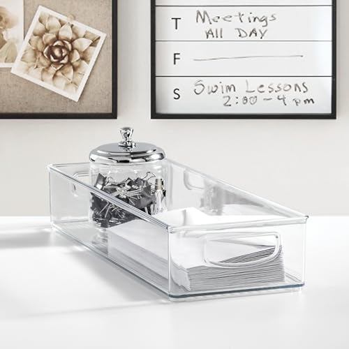iDesign Slim Extra Long Clear Storage Bin, Narrow Stackable Organizer for Kitchen or Pantry, 4-Pack - size: 16 x 6 x 3, style: Pack of 4