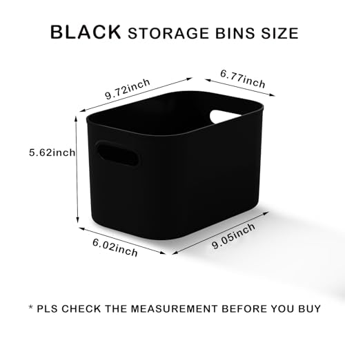 ORGIDOL 12 Pack Black Plastic Storage Bins, Storage Container for Organizing, Storage Boxes with Handle for Shelves, Cute Organizer Bins for Craft, Snacks, Pantry, Cabinet, 8.7x6.7x5.66inch - color: Black, size: 12Pack