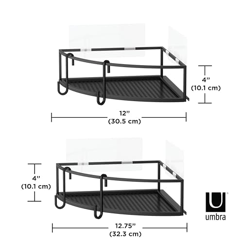Umbra Cubiko Shower Bin Caddy Set, Corner, Black (Pack of 3) - color: Black, size: Corner (Pack of 3), style: Corner Shelf