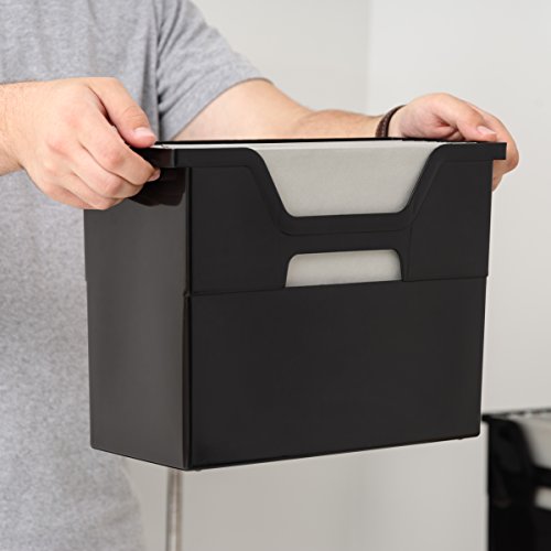 IRIS USA Medium Portable Desktop File Box with Open Lid, 6 Pack, Side Handles, Tabs & Inserts, Hanging File Folders, Letter-Size File Magazine Newspaper Mail Document Notebook, Black - style: Black M - 6 Pack