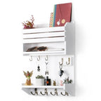 Key Holder, Wall Mounted Mail Organizer, Keys Holder on Wall with 9 Key Hooks, White - color: White