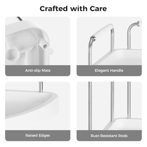 Vtopmart 2-Tier Bathroom Countertop Organizer, Vanity Dresser Counter Tray Shelf for Skincare, Perfume, Makeup, Silver - color: Silver, size: Corner