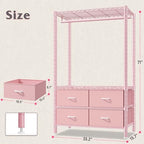Raybee Clothes Rack, Clothing Rack for Hanging Clothes with 4 Drawers Load 420LBS Heavy Duty Garment Rack with Drawers, Pink - color: Pink, style: Clothes Rack with Drawers