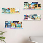 Dezzer 4 Pack Acrylic Shelves for Wall, 15" Acrylic Floating Shelves for Bathroom Bedroom, Invisible Bookshelf Wall Ledge Storage Shelf Books Perfume Toys Action Figure Display Shelves, Iridescent - style: 15 inch 4-pack Rainbow