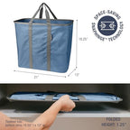 CleverMade Collapsible Laundry Caddy – Foldable Laundry Hamper & Tote, XXL 64L Pop-Up Laundry Basket with Handles, Space-Saving Laundry Organizer for Home, Dorm, Closet & Travel, 2 Pack - Denim Gray - color: Denim Gray